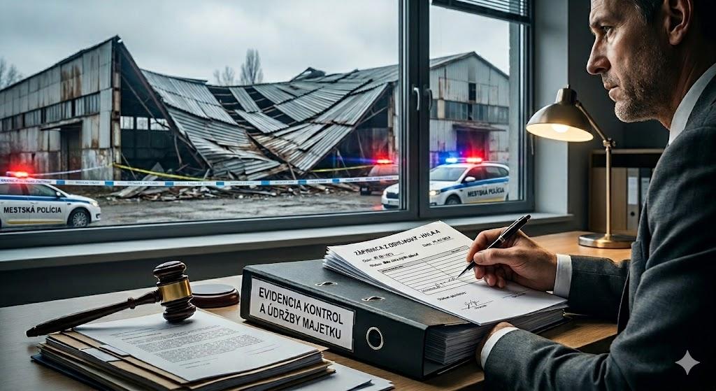 Zrútená strecha skladovej haly — ilustrácia k rozsudku Krajského súdu v Bratislave